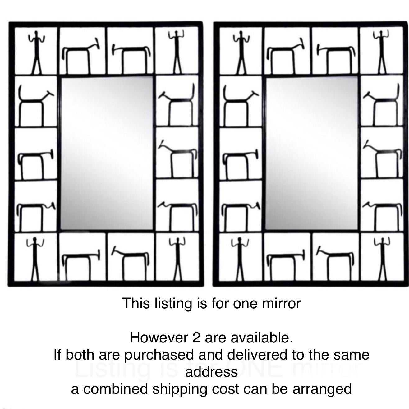 Frisman Vintage Exceptional Iconic 1950s Frederick Weinberg Wrought Iron Brutalist Wall Mirror