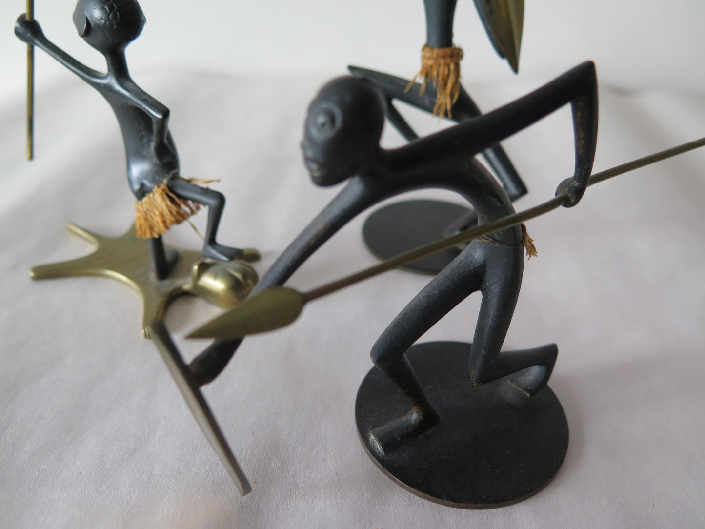 Frisman Vintage African Native Warrior Bronze Sculptures, Werkstatte Hagenauer, Austria, 1950s