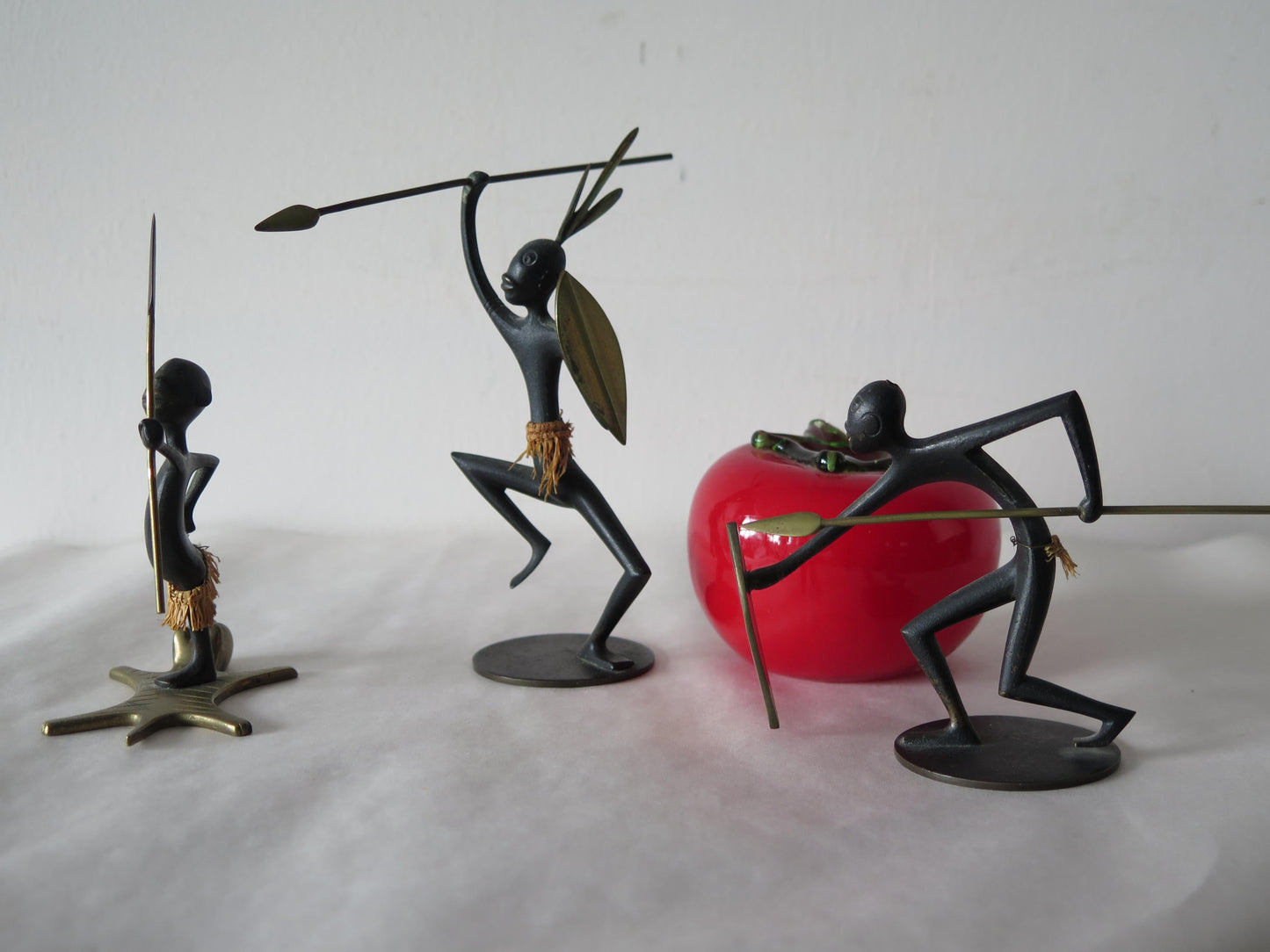 Frisman Vintage African Native Warrior Bronze Sculptures, Werkstatte Hagenauer, Austria, 1950s