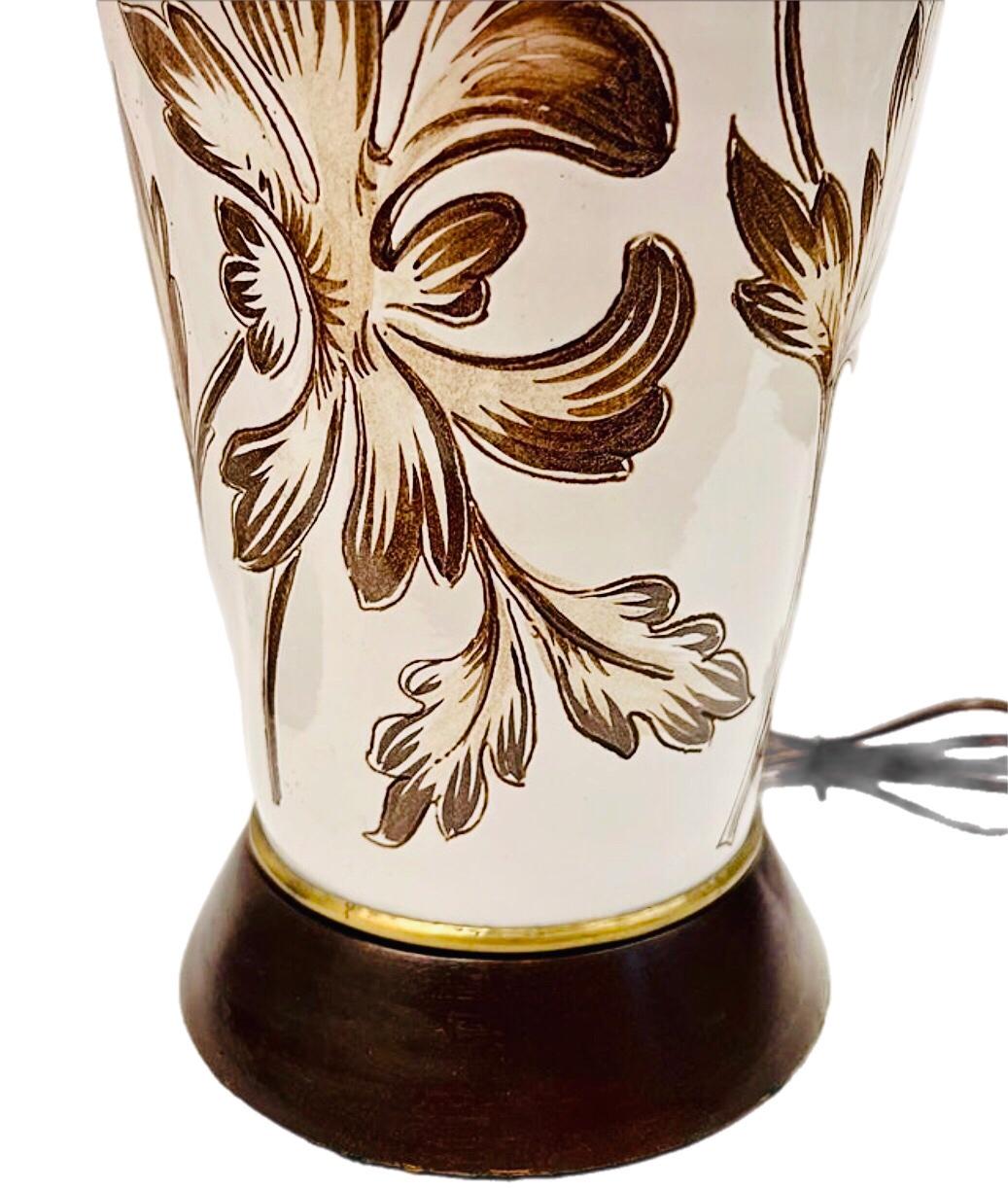 Frisman Vintage Pair Antique English Porcelain Lamps with Hand Painted Victorian Floral Design