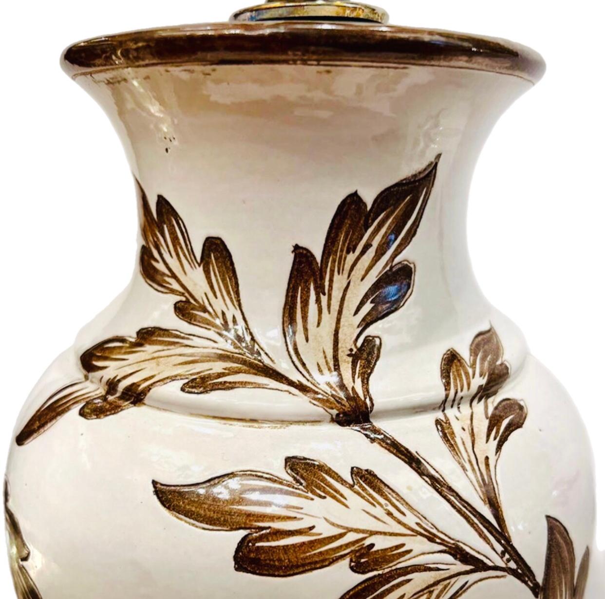 Frisman Vintage Pair Antique English Porcelain Lamps with Hand Painted Victorian Floral Design
