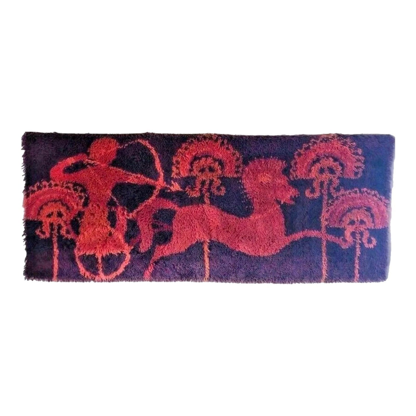 Frisman Vintage 60s Danish Modern Etruscan Ege Rya Rug Tibor Reich Horses Chariots Wall Hanging
