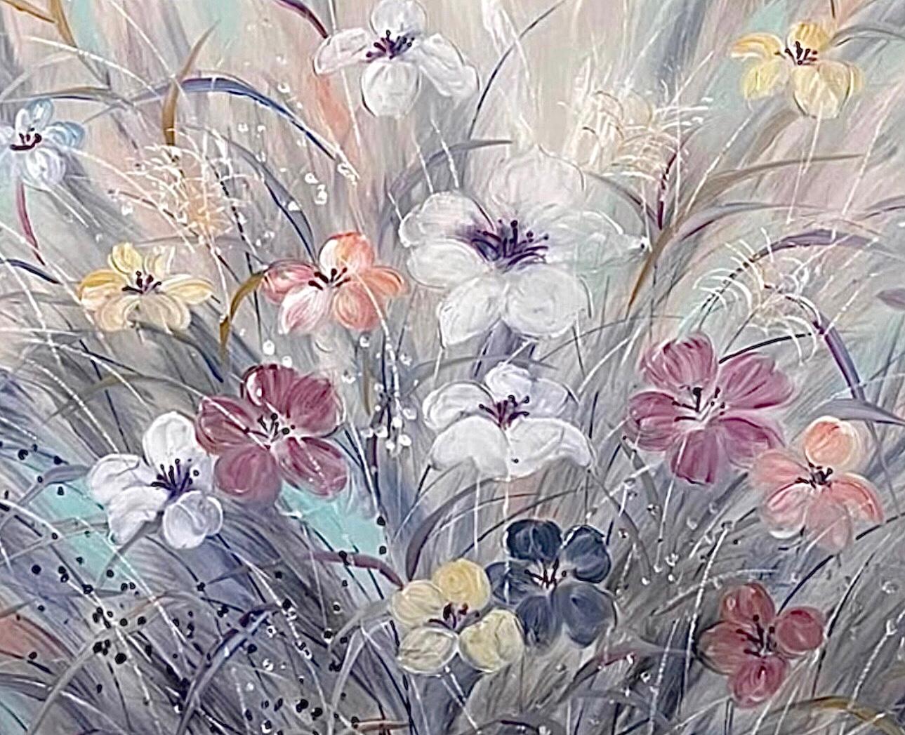 Frisman Vintage 60s Massive Lee Reynolds Abstract Mid Century Modern Wild Flowers Oil Painting