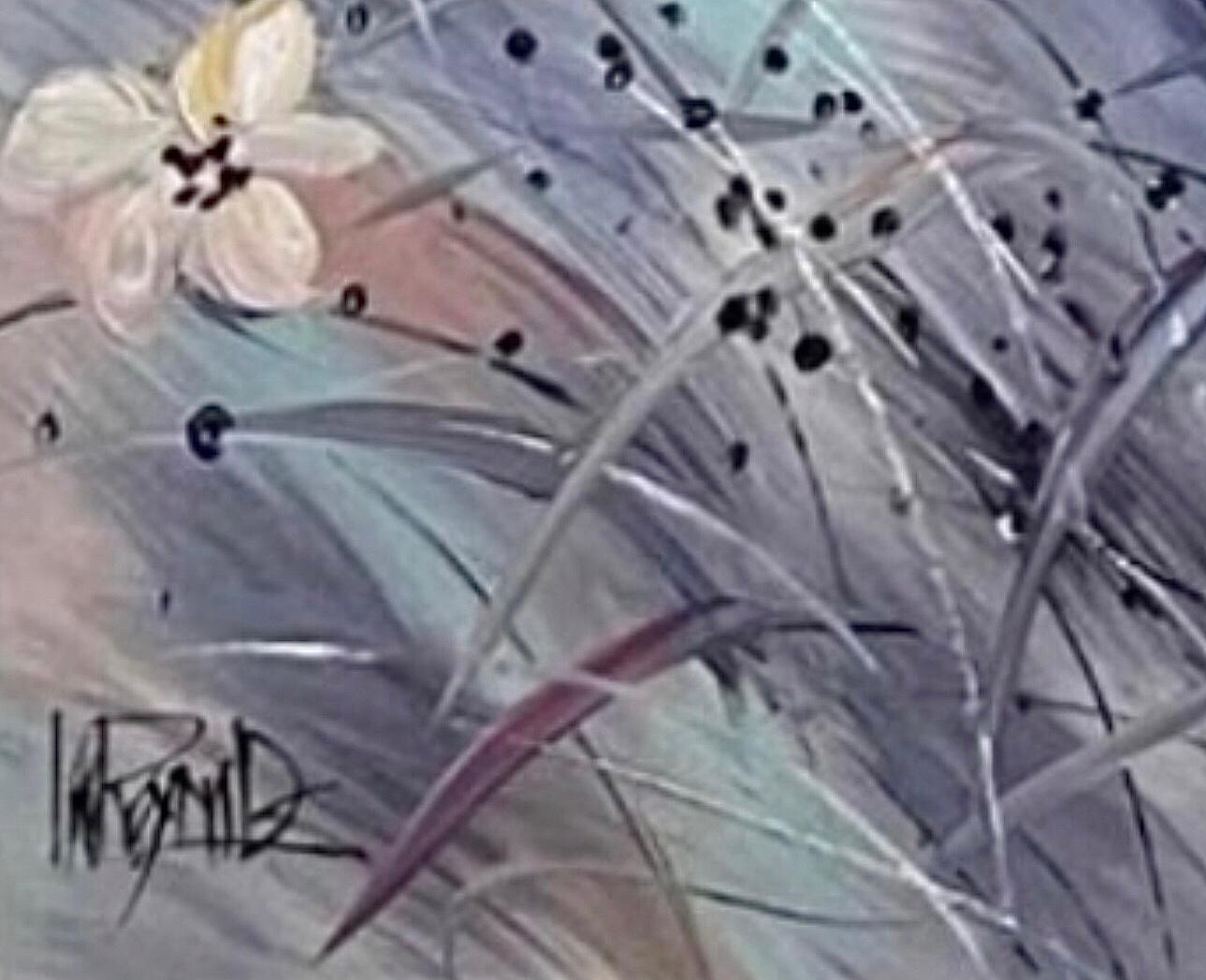 Frisman Vintage 60s Massive Lee Reynolds Abstract Mid Century Modern Wild Flowers Oil Painting