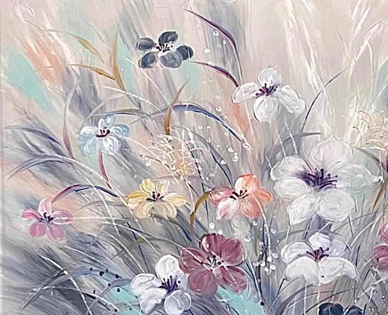 Frisman Vintage 60s Massive Lee Reynolds Abstract Mid Century Modern Wild Flowers Oil Painting