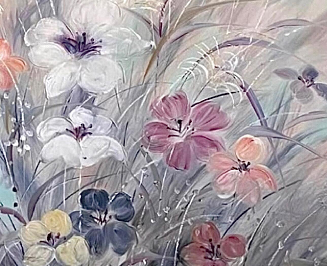 Frisman Vintage 60s Massive Lee Reynolds Abstract Mid Century Modern Wild Flowers Oil Painting