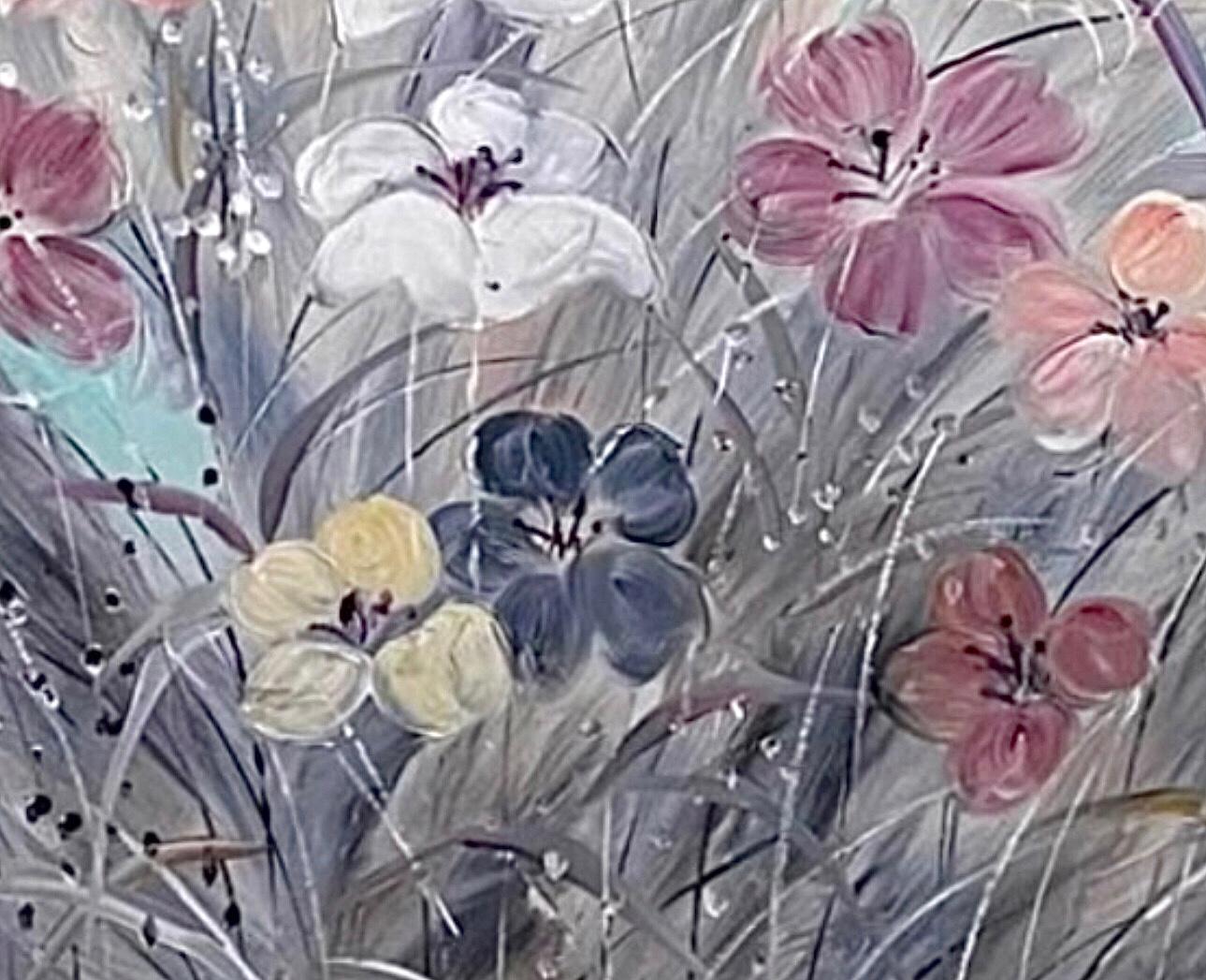 Frisman Vintage 60s Massive Lee Reynolds Abstract Mid Century Modern Wild Flowers Oil Painting