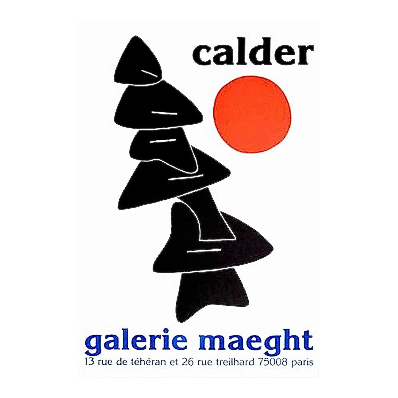 Frisman Vintage 1976 Alexander Calder Exhibition Poster Stabile Noir Et Soleil Rouge