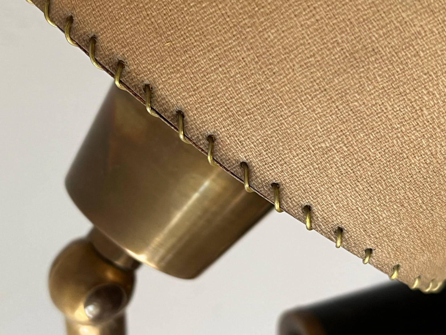 Frisman Vintage Vintage Hermes Style Table Lamp Brass Parchment Shade 1950's
