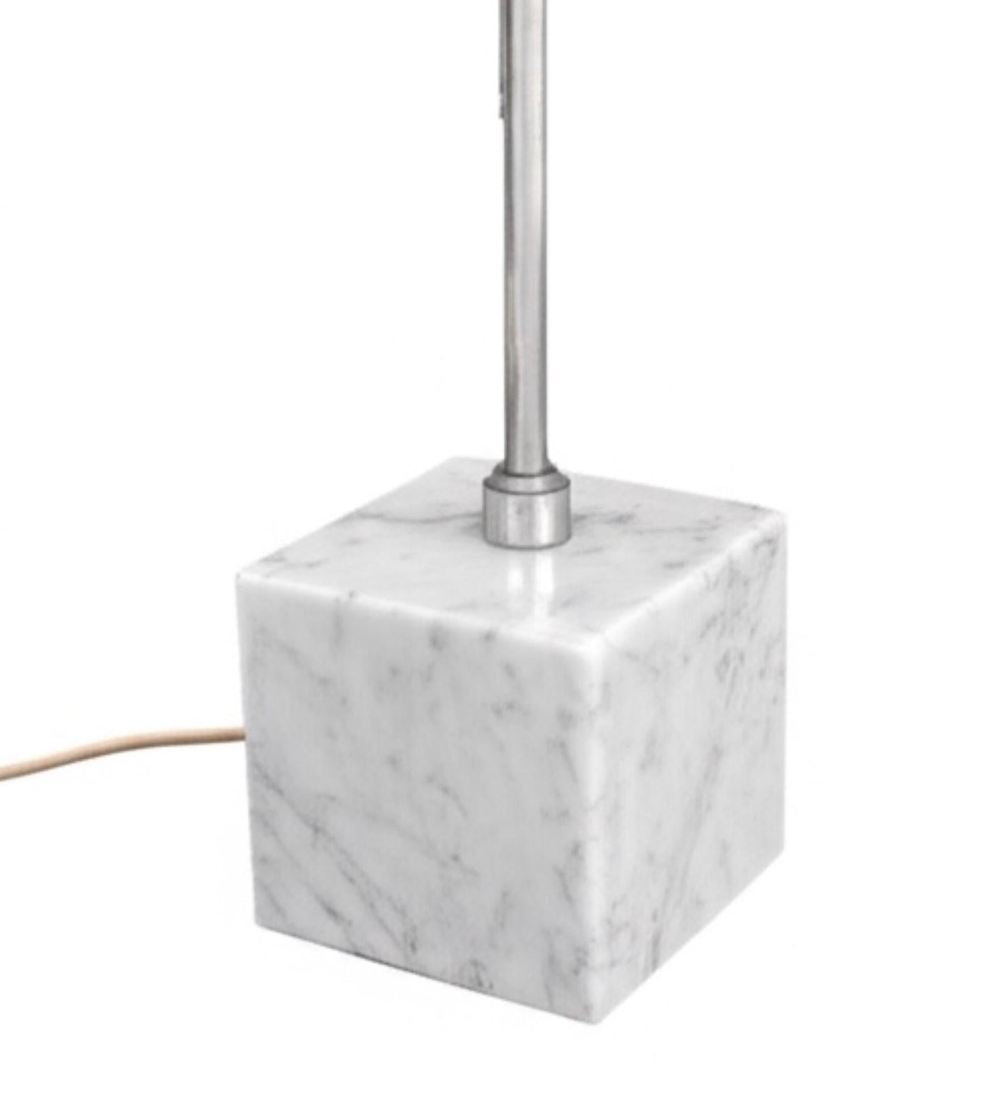 Frisman Vintage Pair Koch Lowy Mid Century Modern OMI Chrome Table Lamp Carrara Marble Base