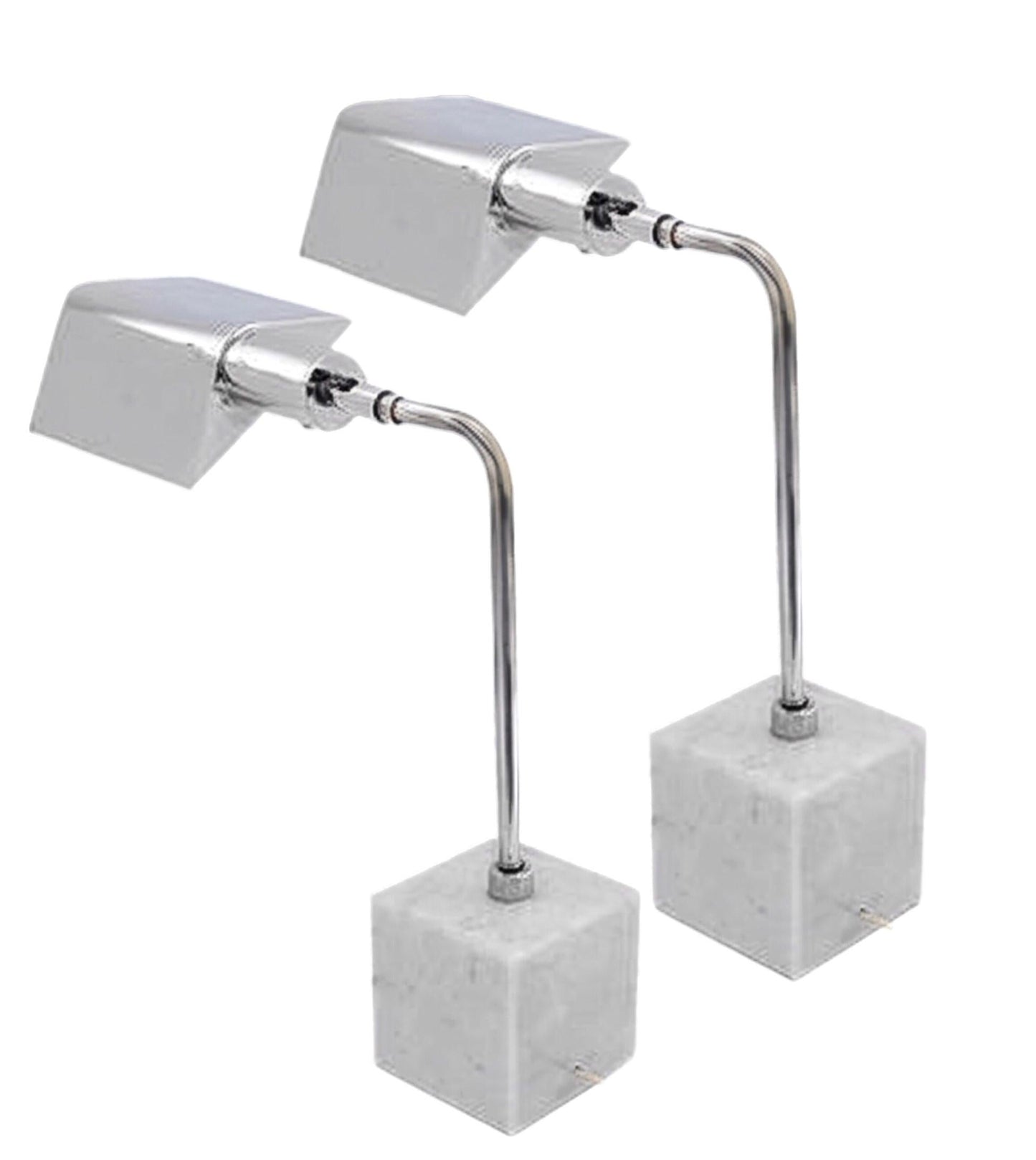 Frisman Vintage Pair Koch Lowy Mid Century Modern OMI Chrome Table Lamp Carrara Marble Base