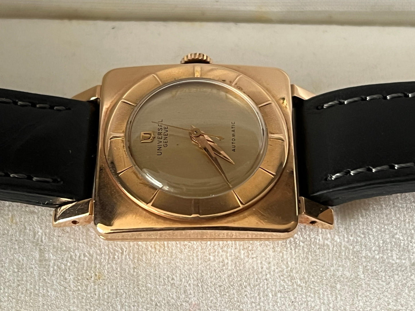 Frisman Vintage Universal Geneve Pink Gold Bumper Automatic Watch