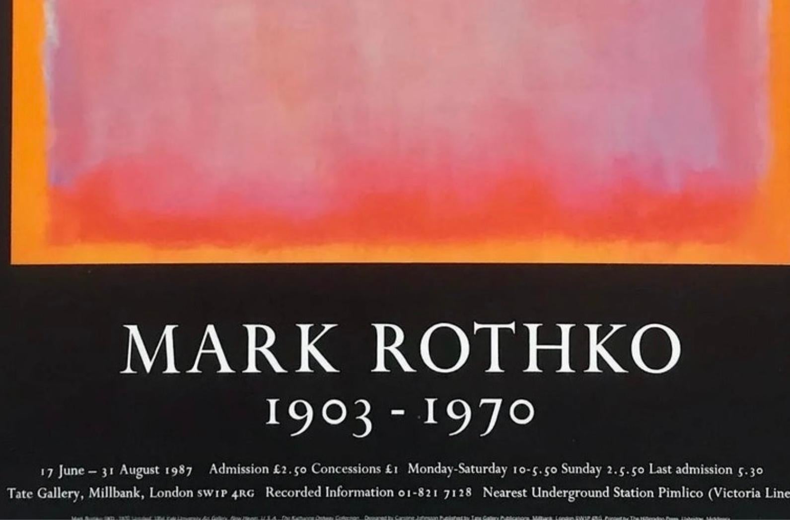 Frisman Vintage Vtg Mark Rothko MCM 1987 Abstract Lithograph Tate Gallery Exhibition Poster OOP