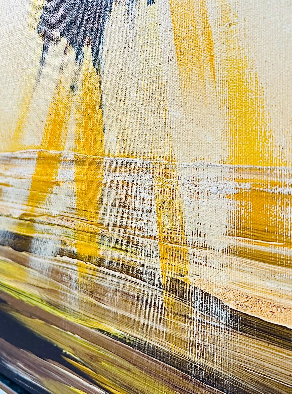 Frisman Vintage Dramatic Mid Century Modern Adrian Nautical Seagull Bird Framed Signed Painting