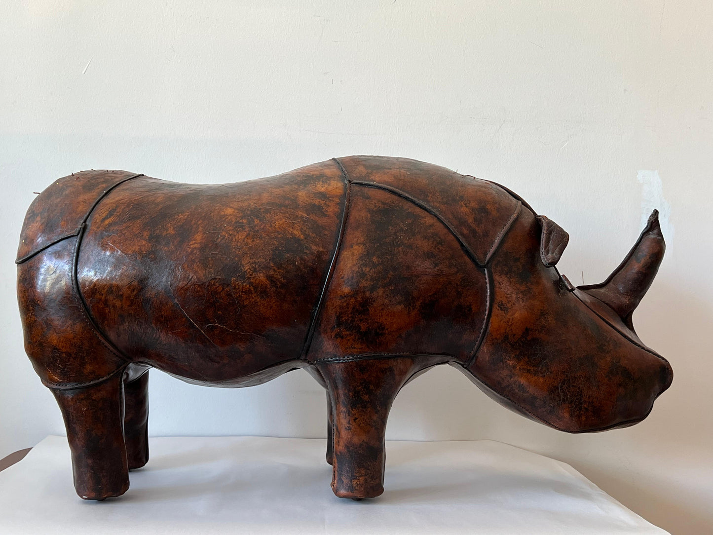 Frisman Vintage Vintage Leather Rhino Footstool by Abercrombie & Fitch, 1950s