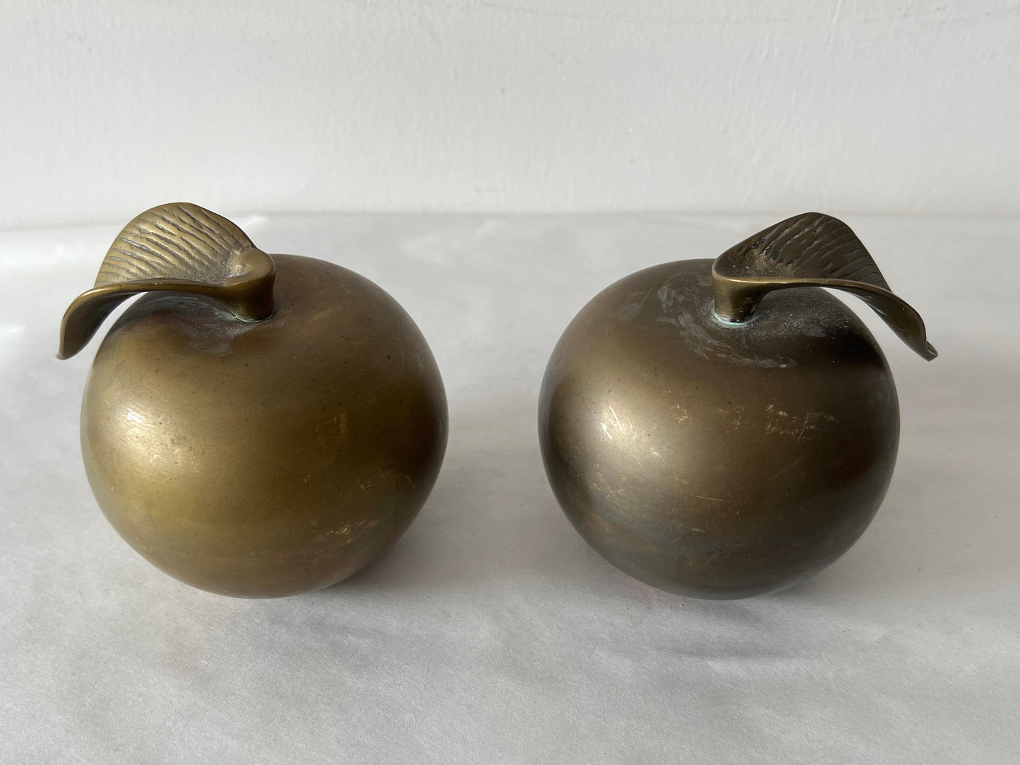 Frisman Vintage A Pair Of Brass Apple Sculptures Decorative 1960's