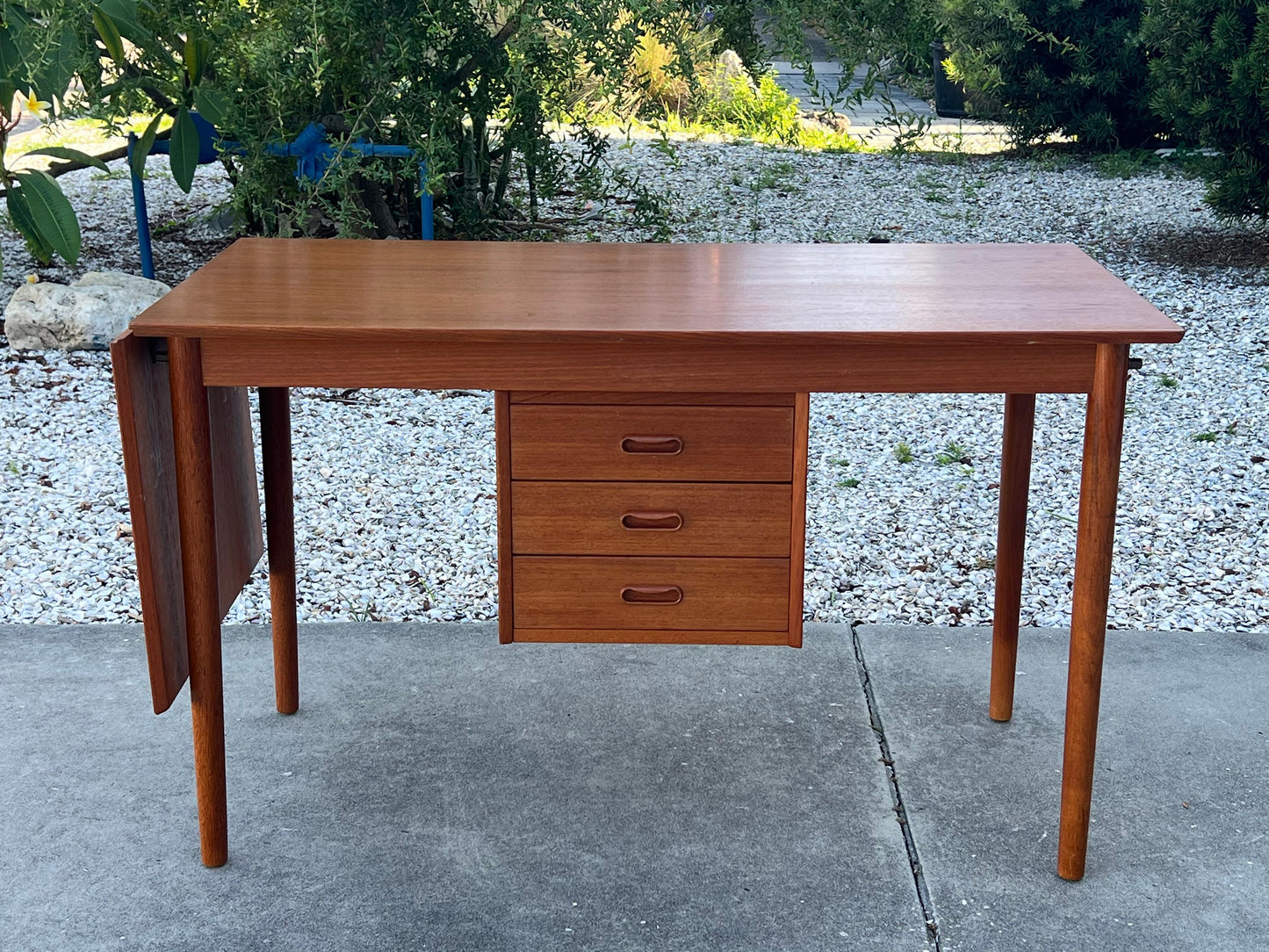 Frisman Vintage Arne Vodder Drop Leaf Desk Denmark Teak Sliding Drawers 1960's MCM