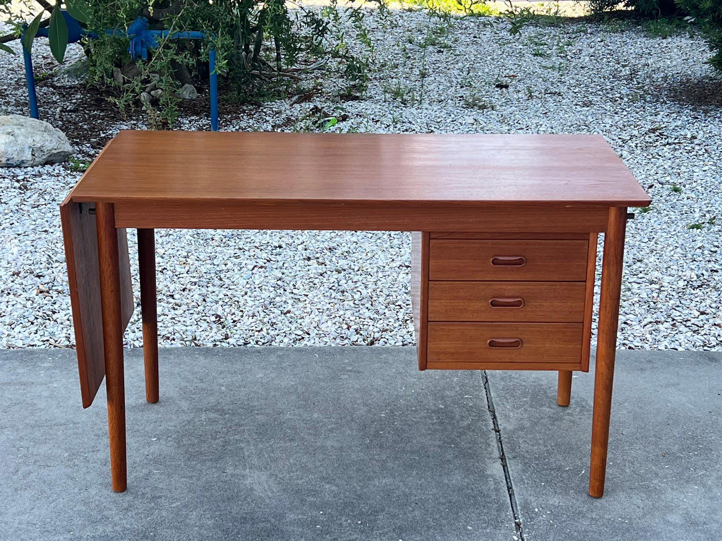 Frisman Vintage Arne Vodder Drop Leaf Desk Denmark Teak Sliding Drawers 1960's MCM