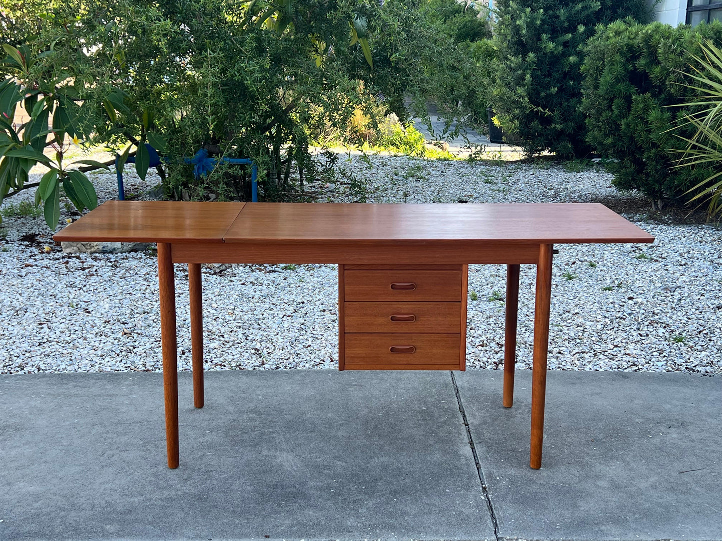 Frisman Vintage Arne Vodder Drop Leaf Desk Denmark Teak Sliding Drawers 1960's MCM