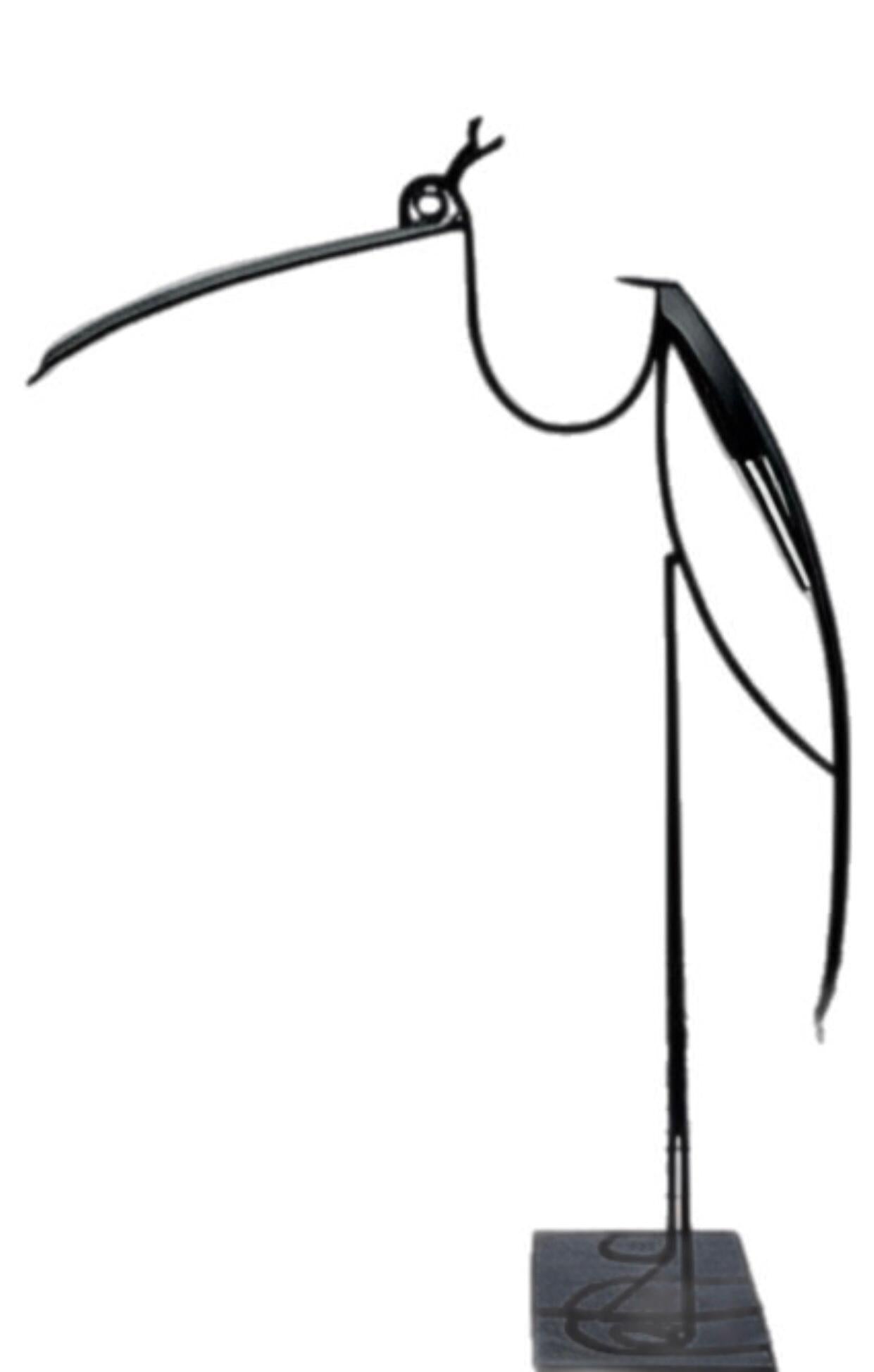 Frisman Vintage Bill Heise att Jere Modern Heron Crane Bird Steel Hand Wrought Outdoor Sculpture