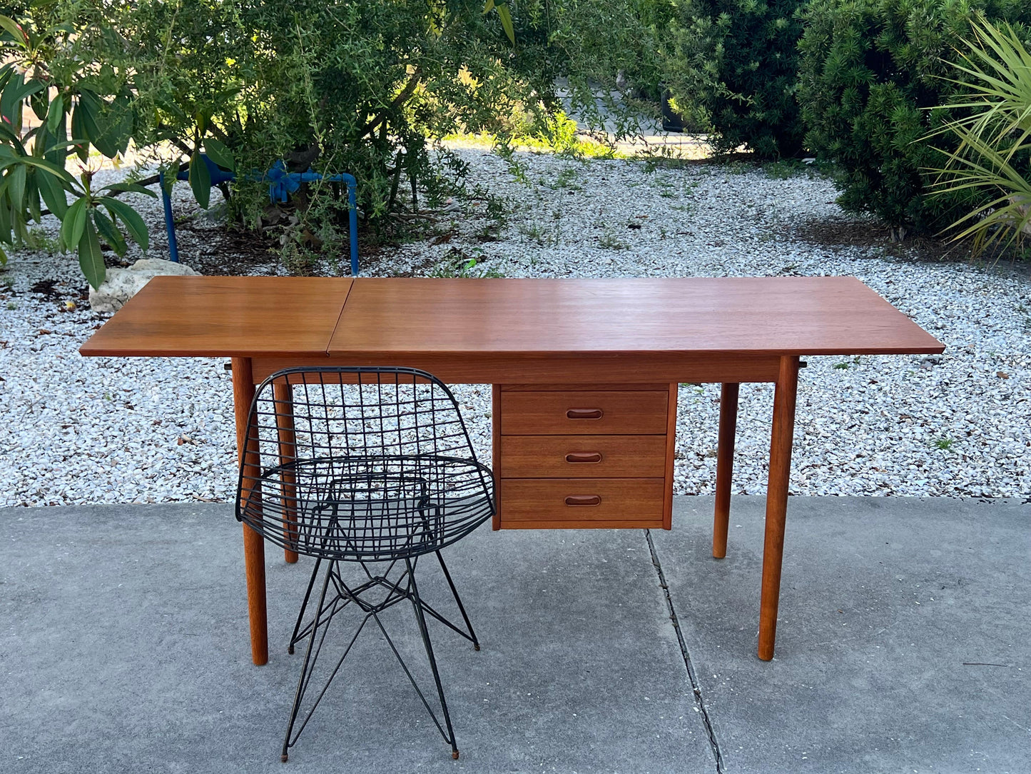 Frisman Vintage Arne Vodder Drop Leaf Desk Denmark Teak Sliding Drawers 1960's MCM