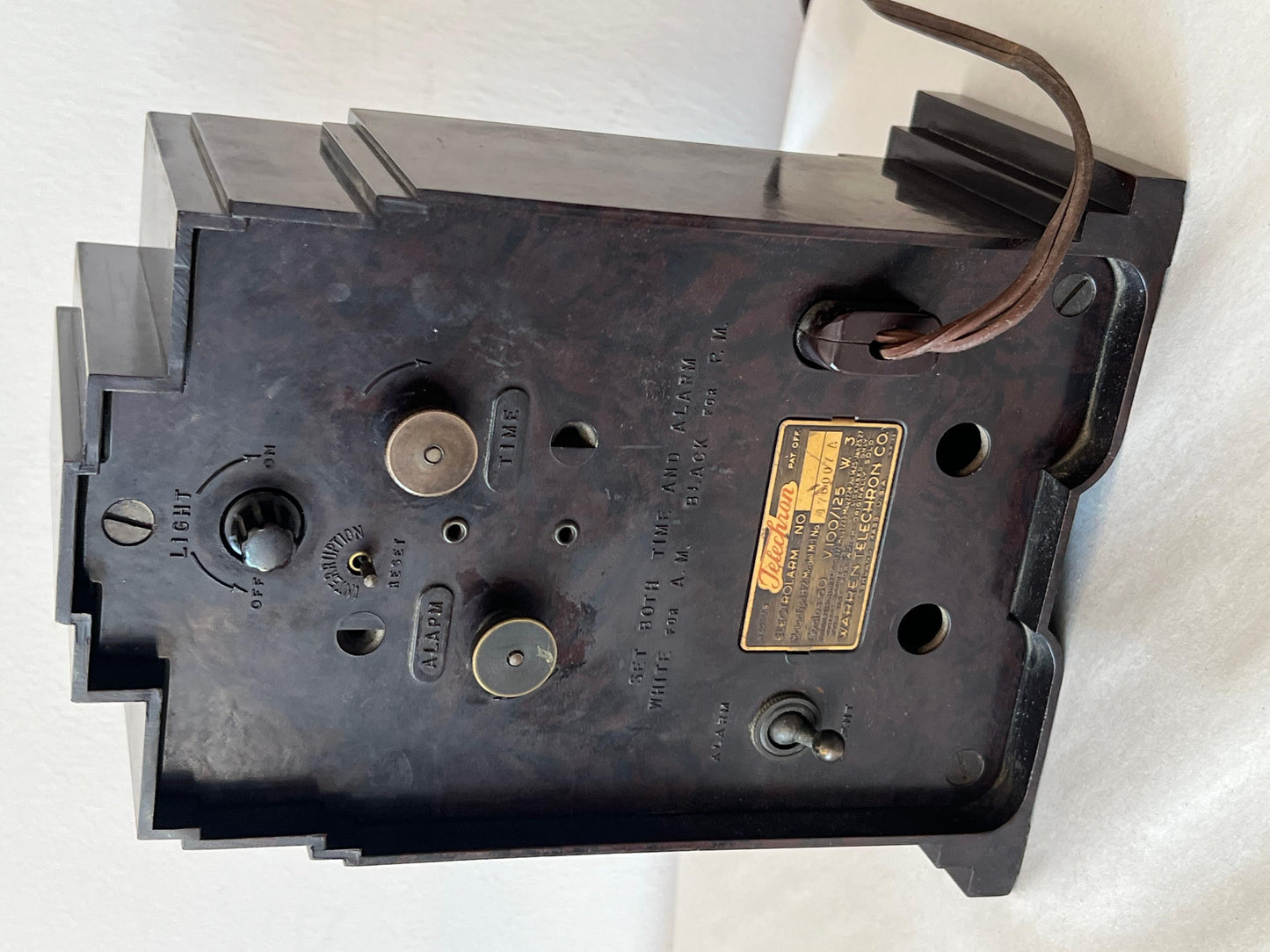 Frisman Vintage Vintage Art Deco Telechron Electroalarm Skyscraper Desk Clock Bakelite
