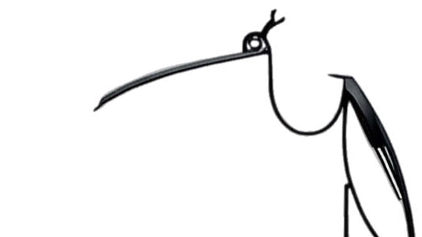 Frisman Vintage Bill Heise att Jere Modern Heron Crane Bird Steel Hand Wrought Outdoor Sculpture