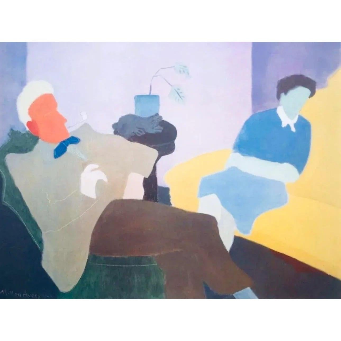 Frisman Vintage 80s Vintage Original Milton Avery Husband and Wife Exhibition Lithograph Poster