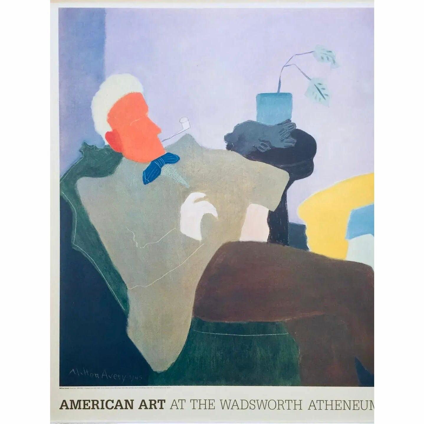 Frisman Vintage 80s Vintage Original Milton Avery Husband and Wife Exhibition Lithograph Poster
