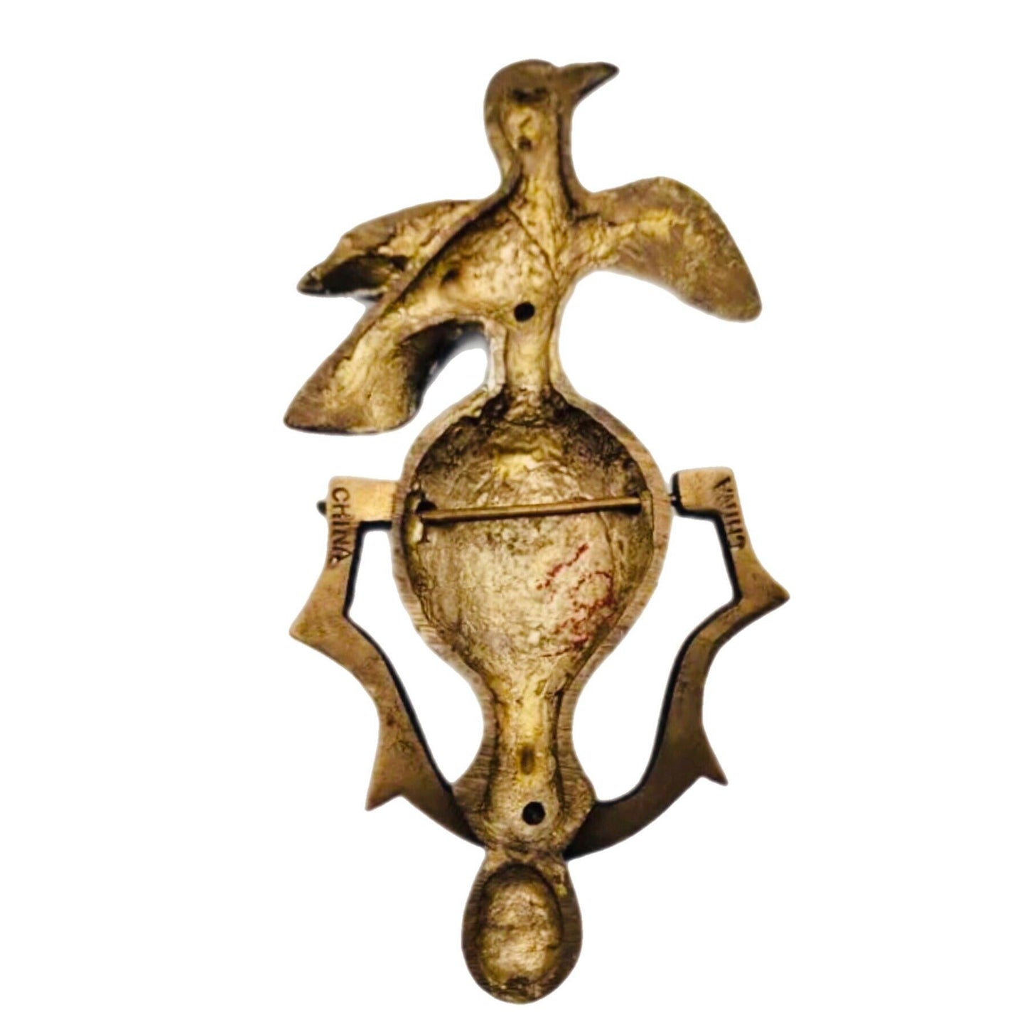 Frisman Vintage Rare Vintage Mid Century Modern Solid Brass World Peace Dove Bird Door Knocker