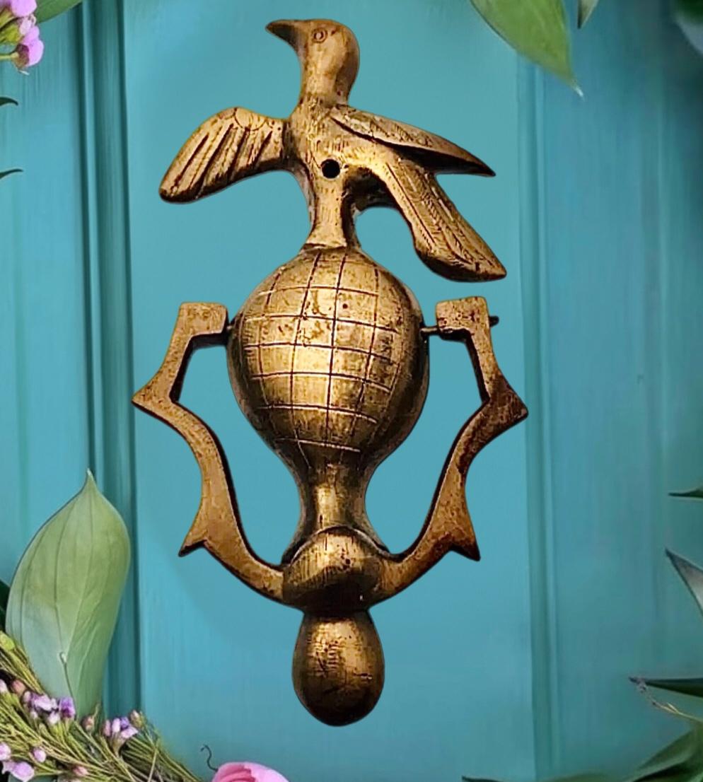 Frisman Vintage Rare Vintage Mid Century Modern Solid Brass World Peace Dove Bird Door Knocker