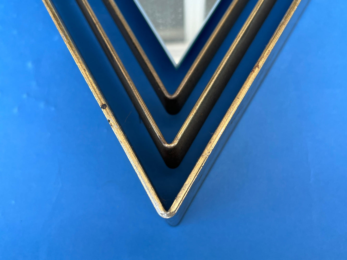 Frisman Vintage A Pair Of Curtis Jere Triangular Brass Mirrors 1982