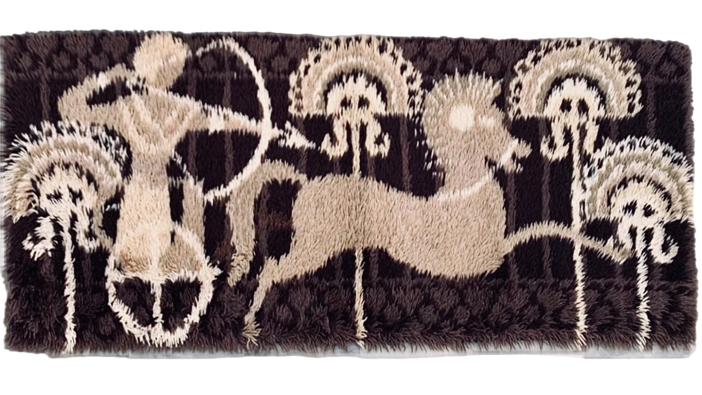 Frisman Vintage Rare Mid Century Danish Modern Ege Taepper Rya Rug Wall Tapestry Hanging Art Den