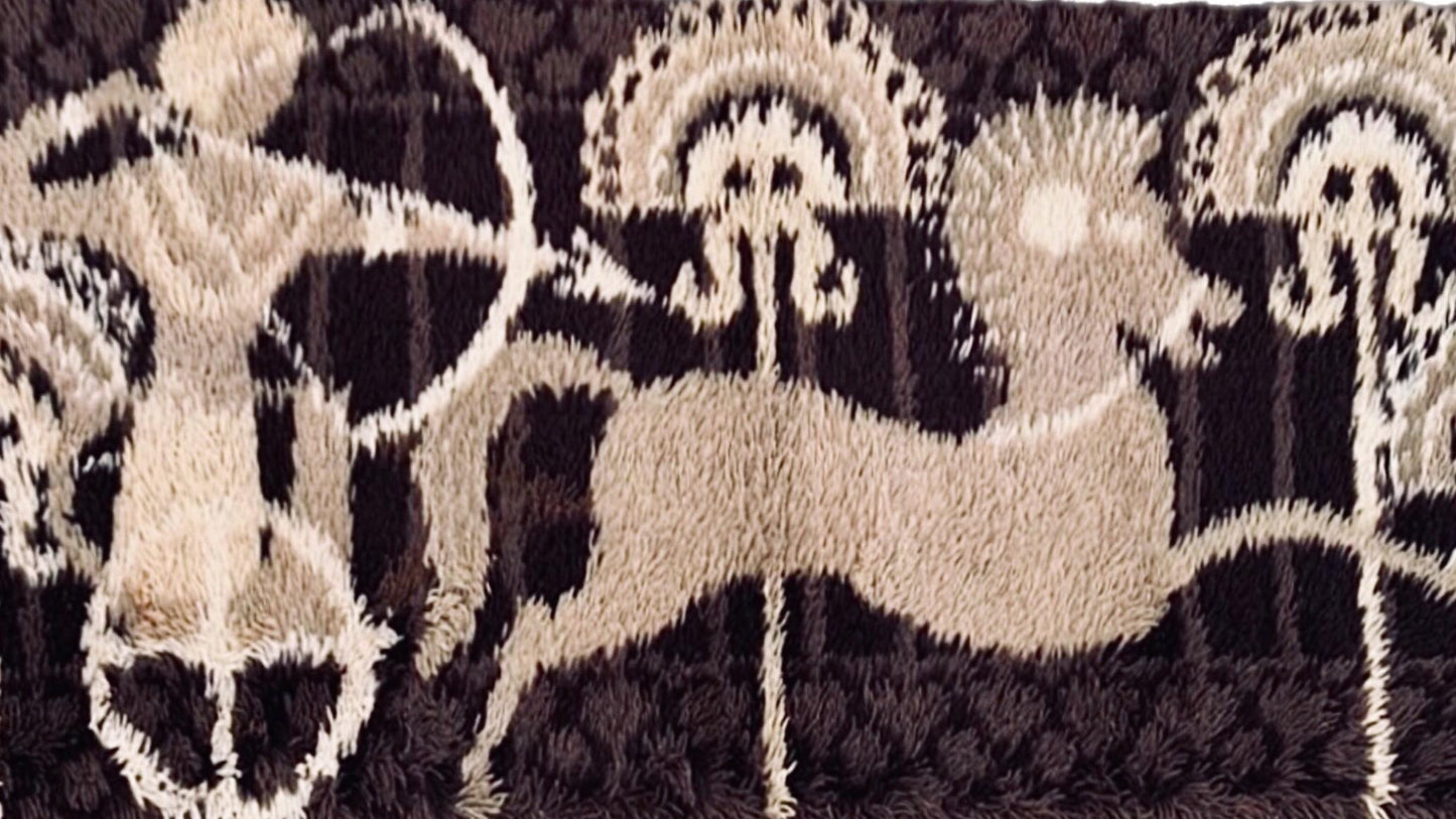 Frisman Vintage Rare Mid Century Danish Modern Ege Taepper Rya Rug Wall Tapestry Hanging Art Den