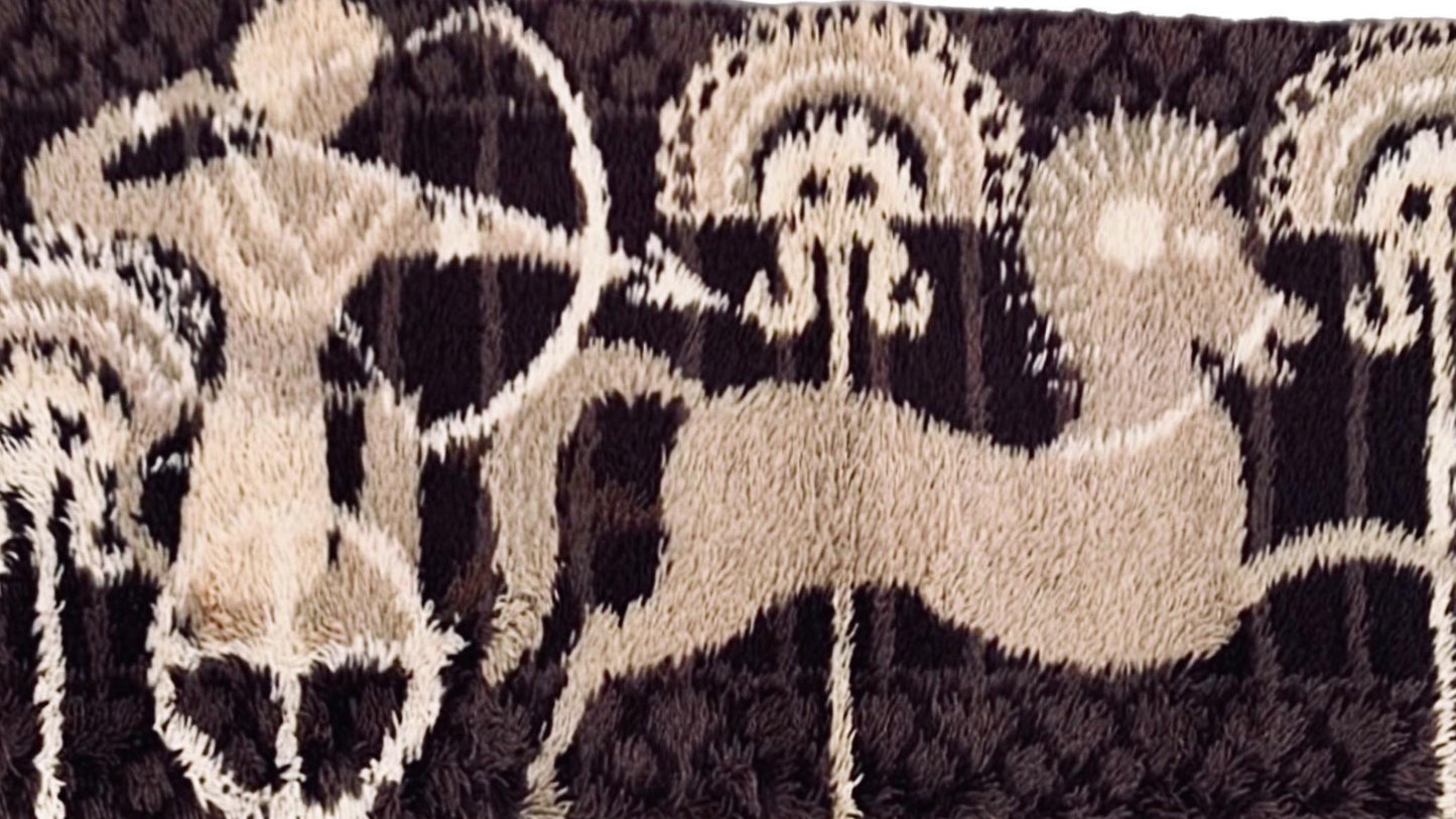 Frisman Vintage Rare Mid Century Danish Modern Ege Taepper Rya Rug Wall Tapestry Hanging Art Den