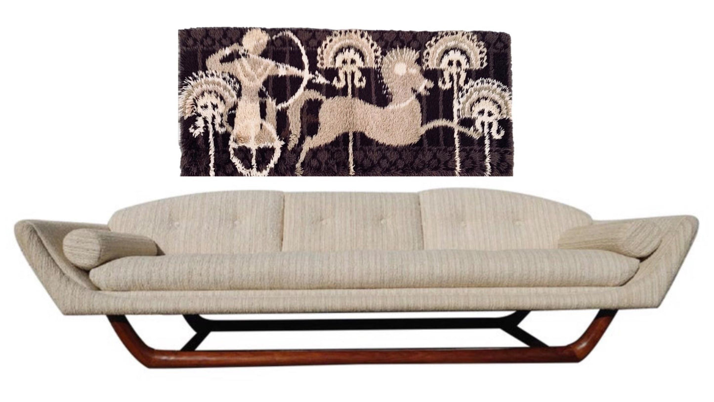 Frisman Vintage Rare Mid Century Danish Modern Ege Taepper Rya Rug Wall Tapestry Hanging Art Den