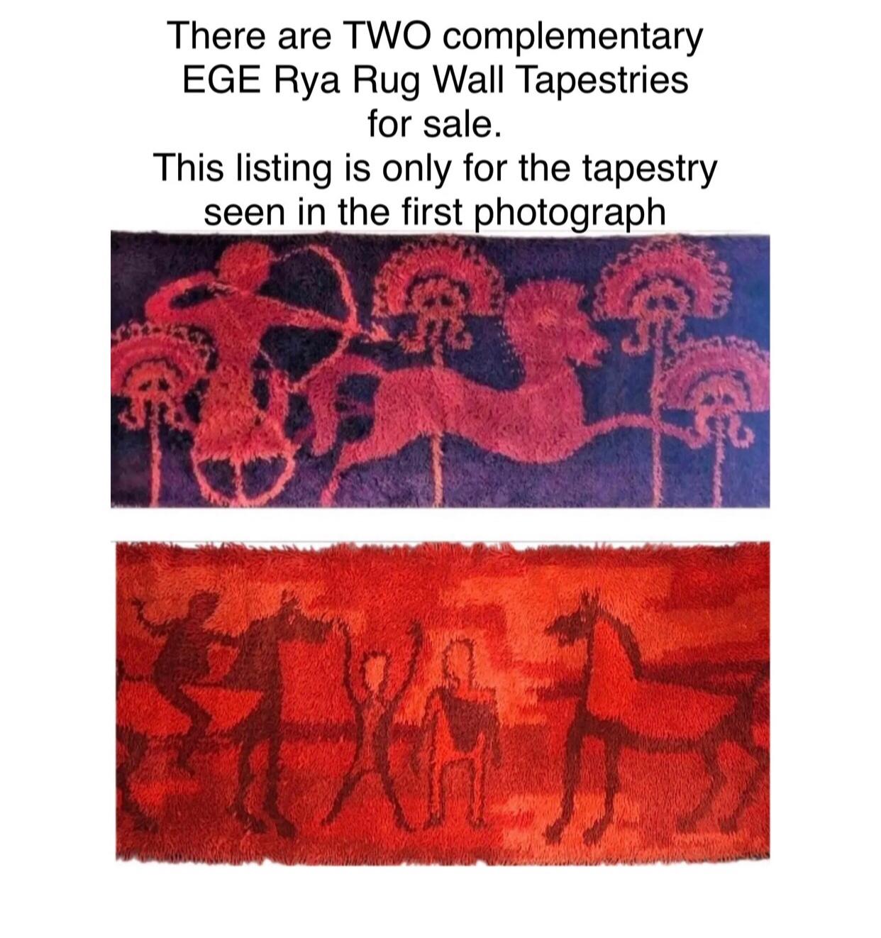 Frisman Vintage Rare Mid Century Danish Modern Ege Taepper Rya Rug Wall Tapestry Hanging Art Den