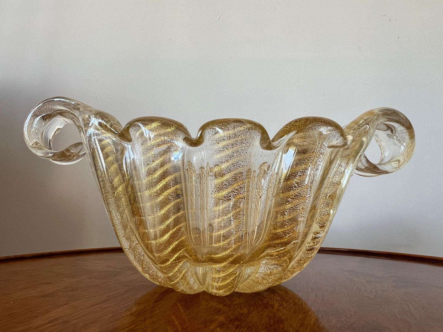 Frisman Vintage Barovier Flooted Bowl Murano 1950's