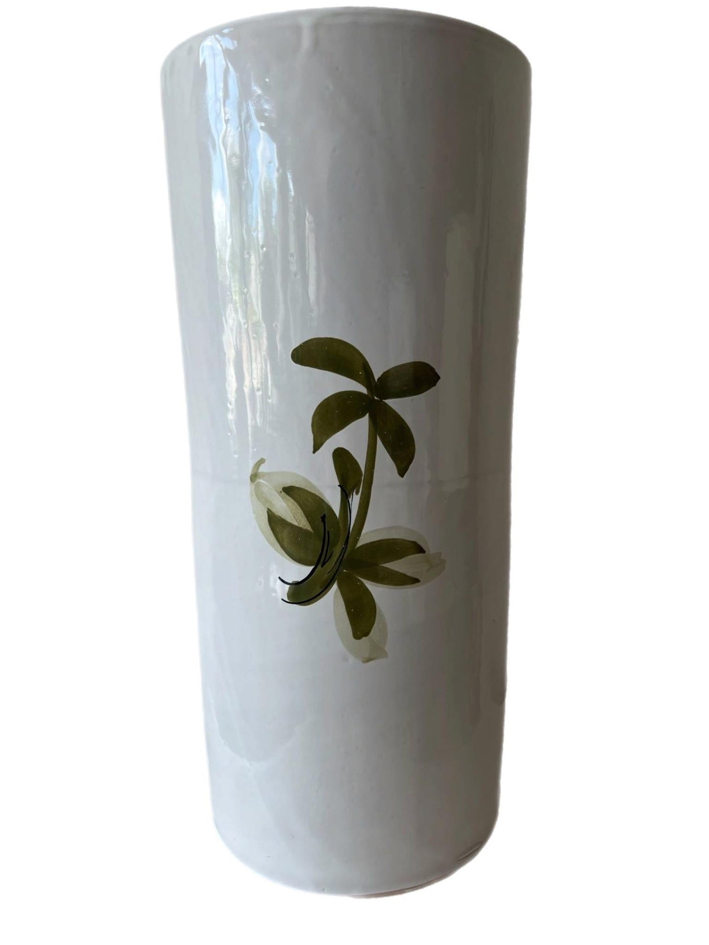 Frisman Vintage 60s MCM Hand Painted Orange Poppy Flower Ceramic Umbrella Stand Holder Italy