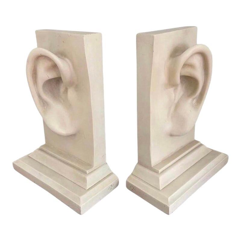 Frisman Vintage Vintage Pr Pop Art Large Faux Marble Modern Ear Lobe Heavy Sculptural Bookends