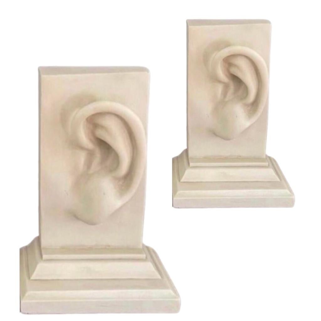 Frisman Vintage Vintage Pr Pop Art Large Faux Marble Modern Ear Lobe Heavy Sculptural Bookends