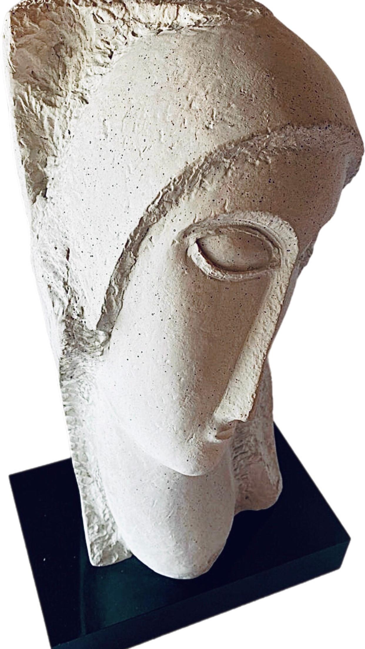 Frisman Vintage 80's Modigliani insp David Fisher Woman Head Bust Tete Sculpture Austin Prods