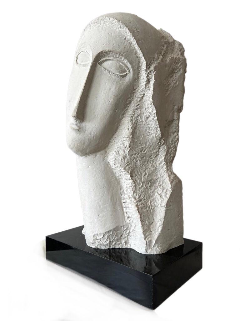 Frisman Vintage 80's Modigliani insp David Fisher Woman Head Bust Tete Sculpture Austin Prods