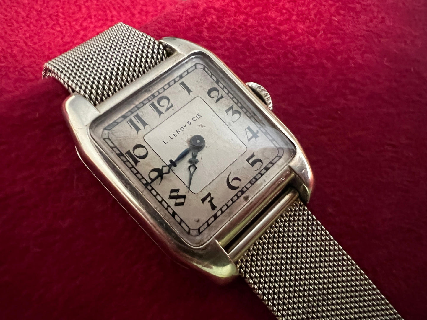 Frisman Vintage L.Leroy & Cie Platinum Tank Watch With Bracelet ca' 1920's