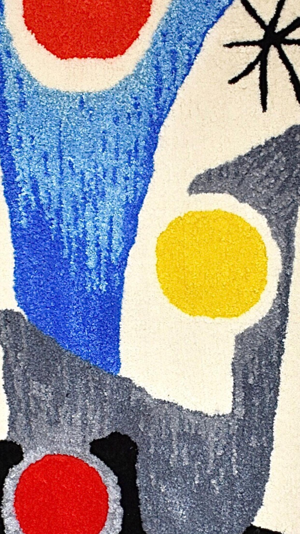 Frisman Vintage Handmade Rya Rug Type Insp Calder Miro Matisse Modern Art Wall Hanging Tapestry