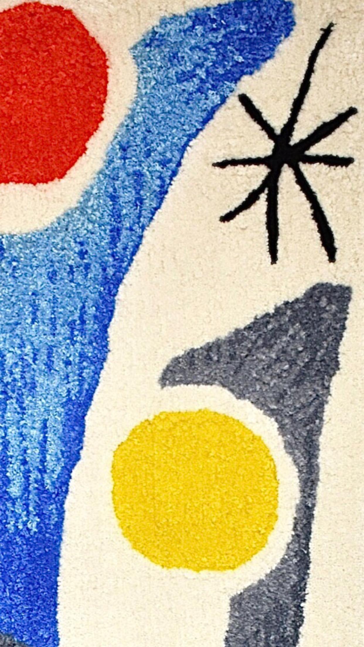 Frisman Vintage Handmade Rya Rug Type Insp Calder Miro Matisse Modern Art Wall Hanging Tapestry