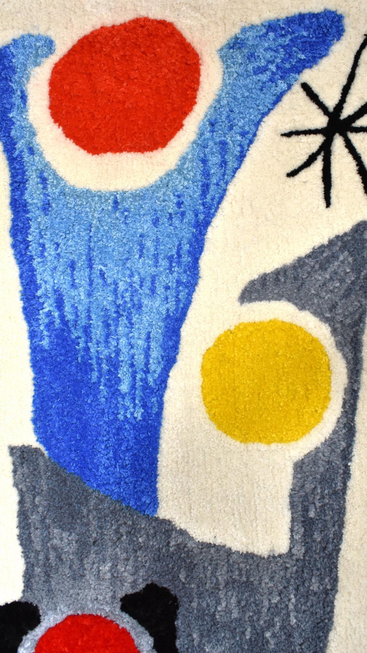 Frisman Vintage Handmade Rya Rug Type Insp Calder Miro Matisse Modern Art Wall Hanging Tapestry
