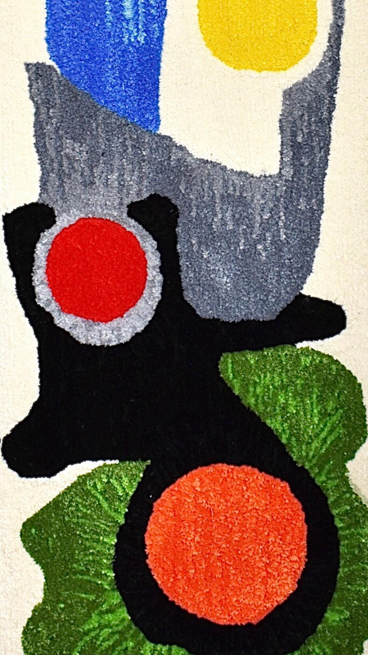 Frisman Vintage Handmade Rya Rug Type Insp Calder Miro Matisse Modern Art Wall Hanging Tapestry