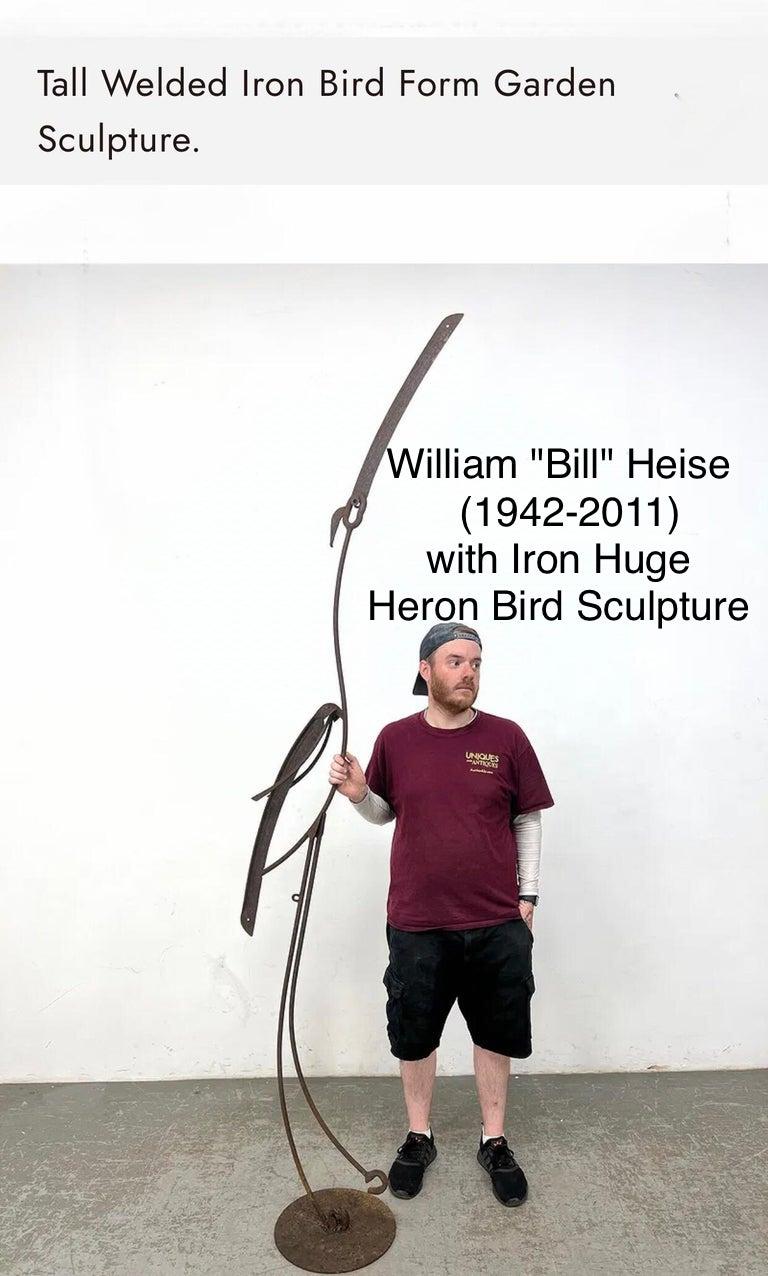 Frisman Vintage Bill Heise att Jere Modern Heron Crane Bird Steel Hand Wrought Outdoor Sculpture