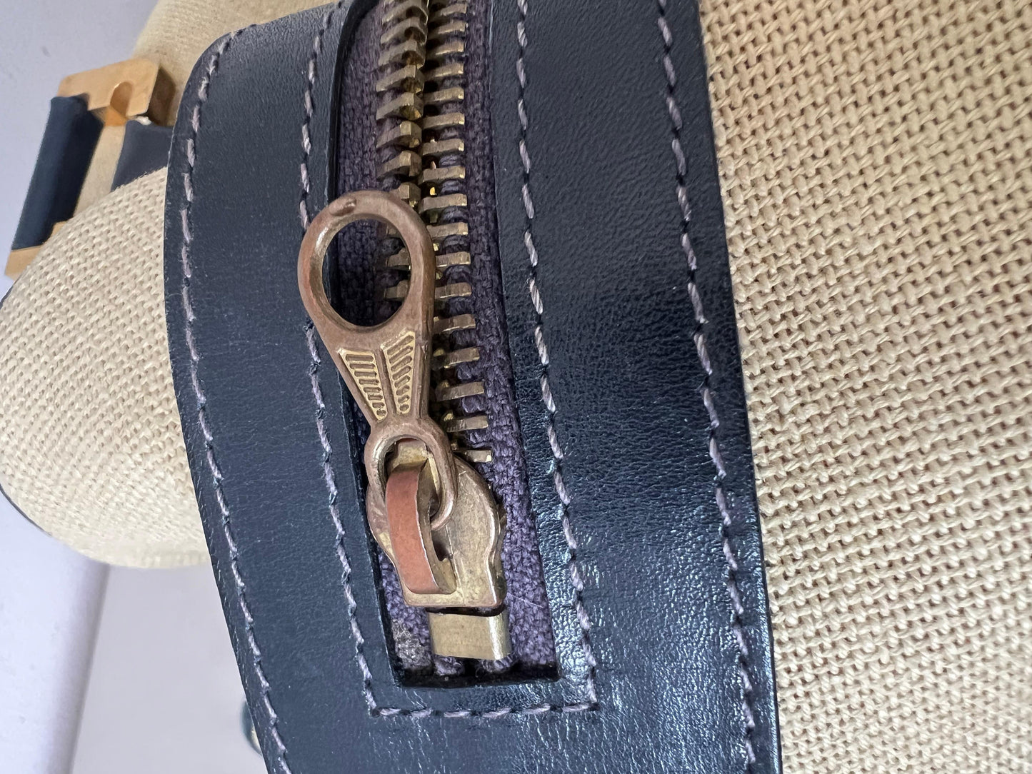 Frisman Vintage Stylish Ferragamo Leather/Canvas Bag With Brass Accents ca' 1980's